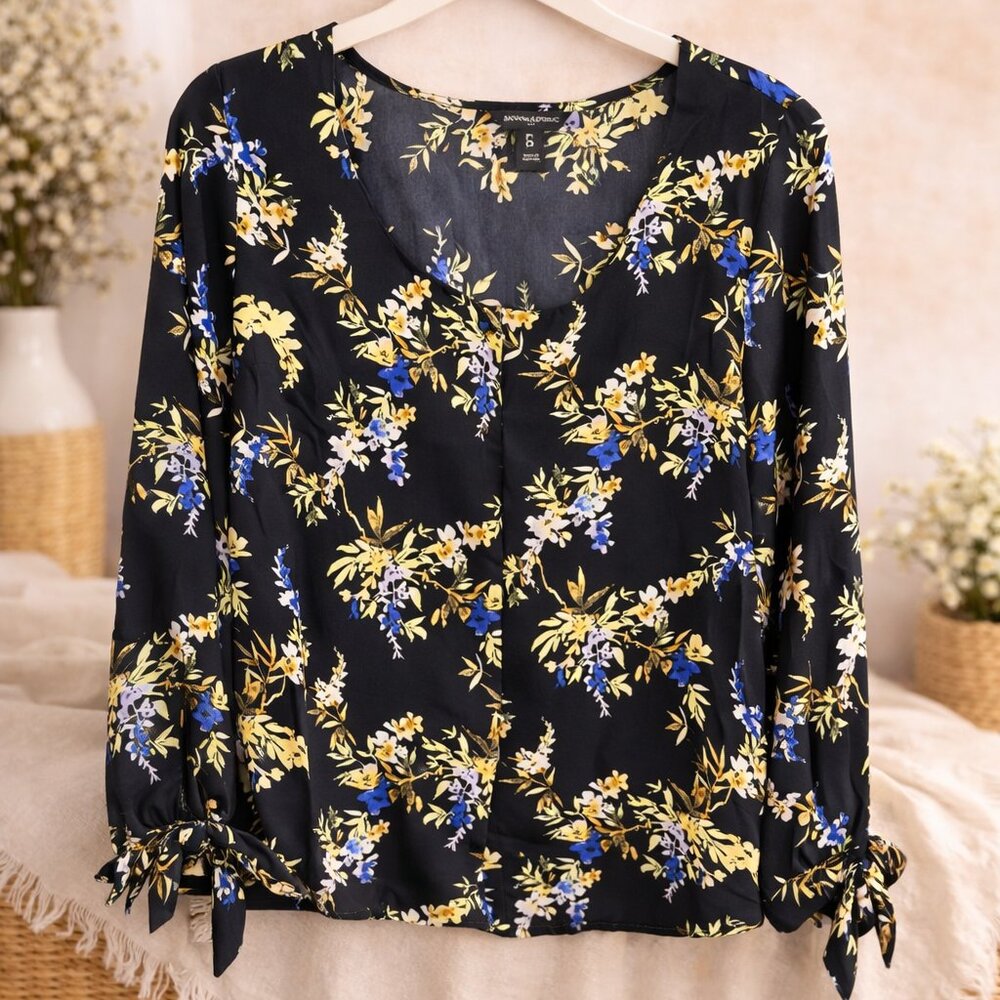 Banana Republic Black Floral Blouse